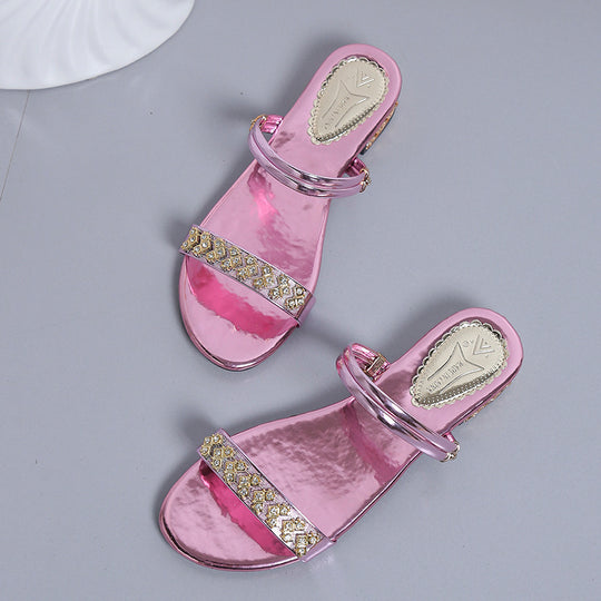 Damen Glitzernde Riemchen-Sandalen mit eleganten Verzierungen EB