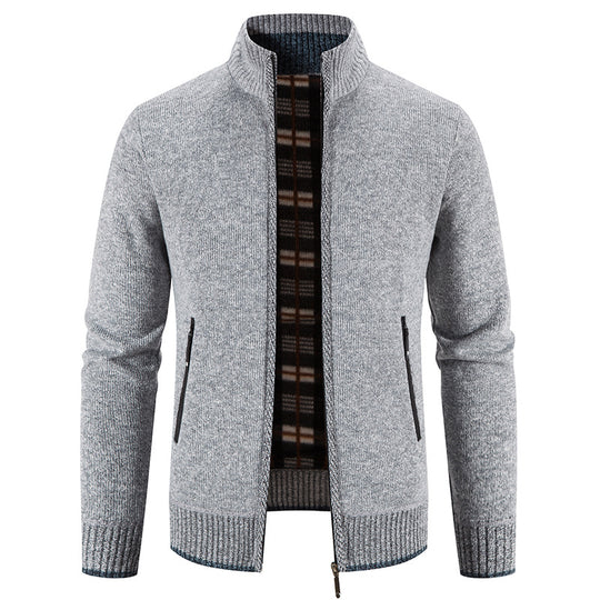 Herren Strickjacke mit hohem Kragen und praktischen Reißverschlusstaschen EB
