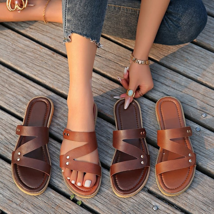 Damen komfortable Cross-Sandalen mit modischer Riemchenstruktur EB