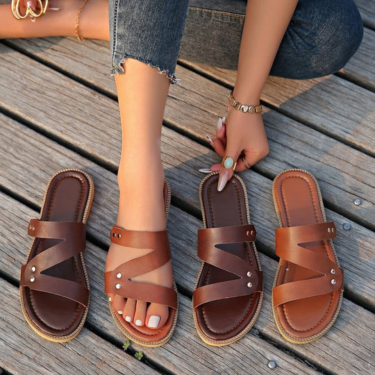 Damen komfortable Cross-Sandalen mit modischer Riemchenstruktur EB