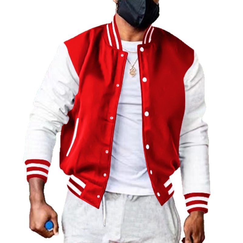 Herren nan varsity-Collegejacke im Retro-Bomberstil mit kontrastärmeln, gestreiften Rippbündchen und Druckknopfleiste EB