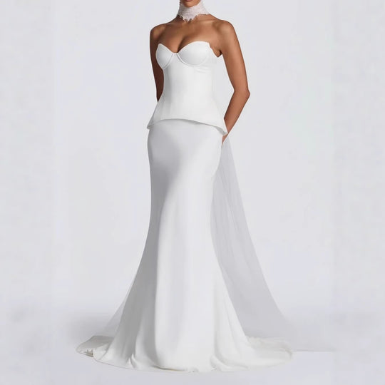 Damen Figurbetontes Brautkleid mit Peplum-Silhouette EB