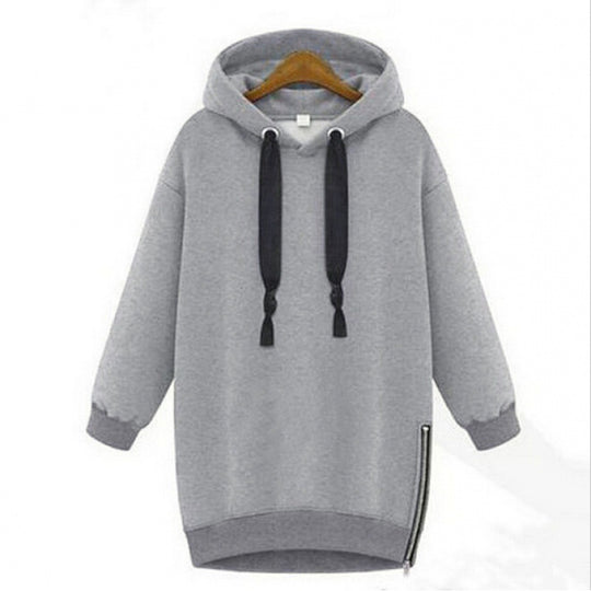 Damen Oversize Kapuzenpullover mit seitlichem Reißverschluss EB