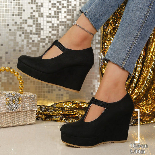 Damen Wedge-Pantoletten mit modischem T-Design EB