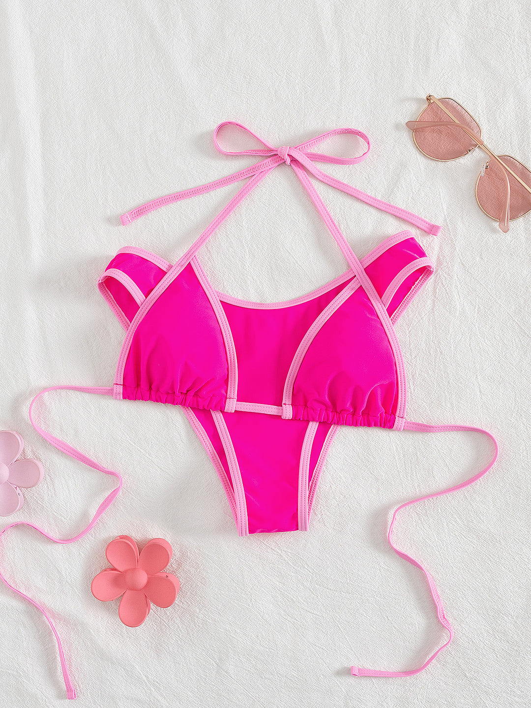 Damen Triangel-Bikini mit aufregendem Streifen-Design EB
