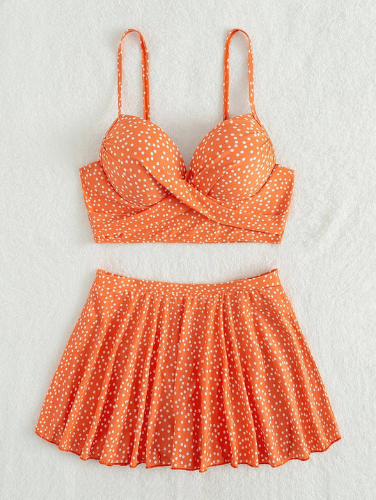 Damen Tankini-Set mit verspieltem Rock und gepolstertem Oberteil EB