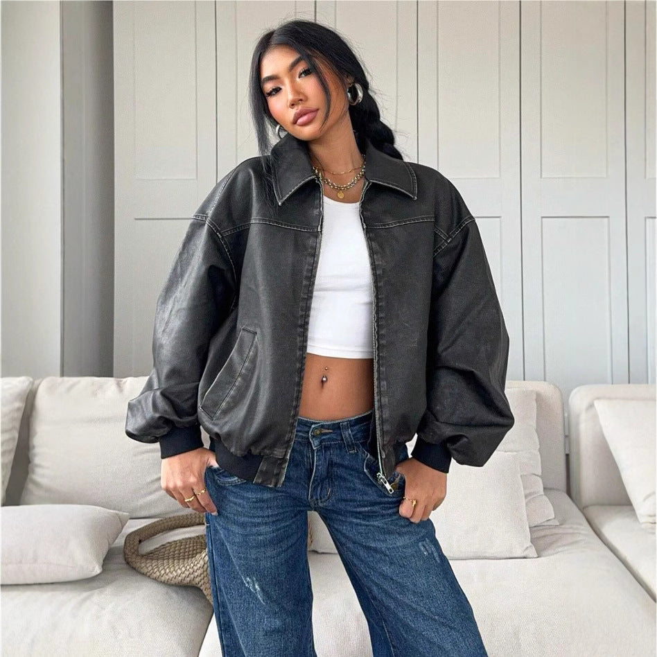 Damen oversized Bomberjacke mit lässigem Schnitt und voluminösen Ärmeln EB