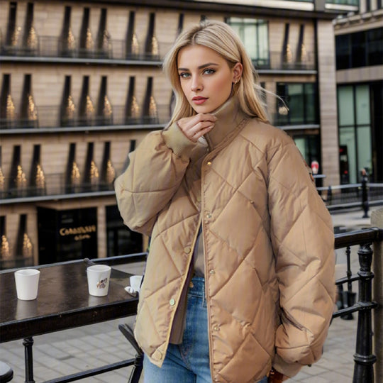 Damen gesteppte Übergangsjacke mit elastischen Bündchen und praktischen Taschen EB