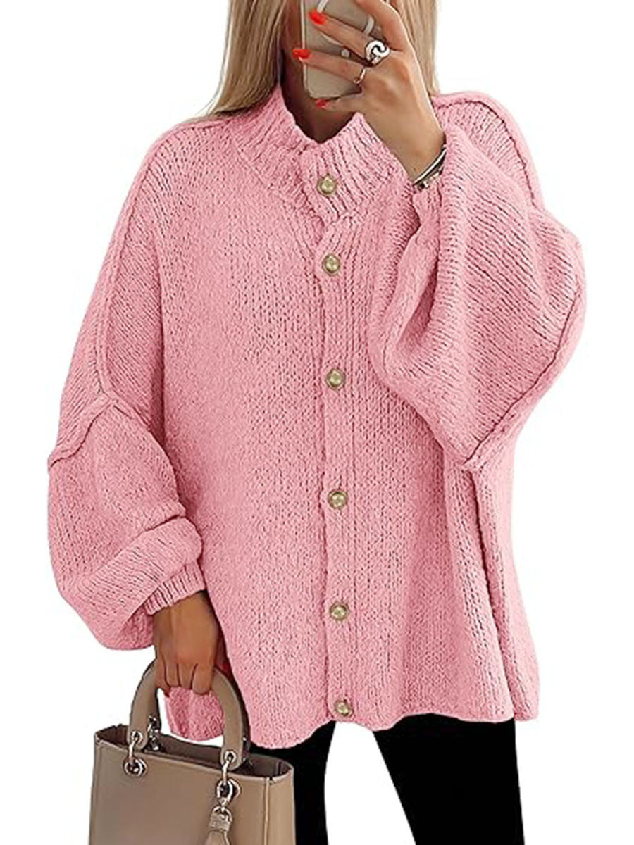 Damen oversized Strickjacke mit Knopfverschluss EB