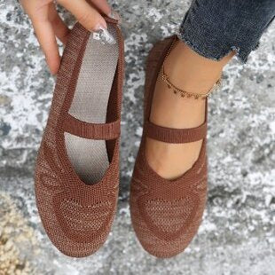 Damen elastische Ballerinas mit verstellbarem Riemen und atmungsaktivem Obermaterial EB