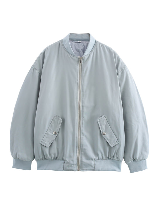 Damen modische Bomberjacke mit praktischen Taschen und hochgeschlossenem Kragen EB