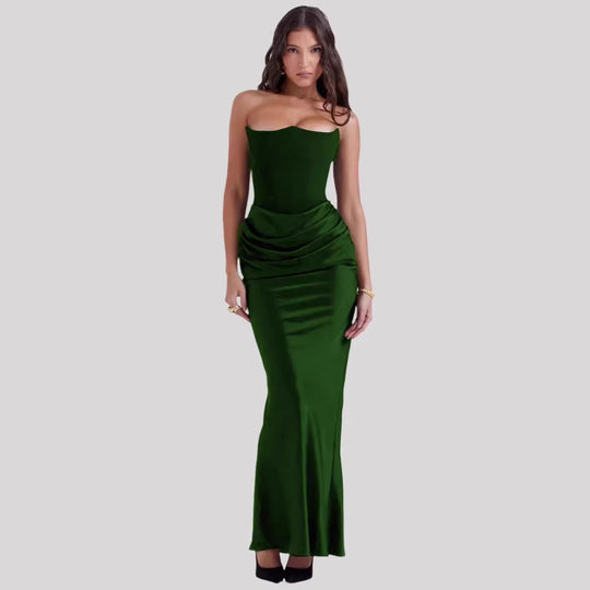 Damen Elegantes Abendkleid mit tiefem Dekolleté und drapierten Details EB