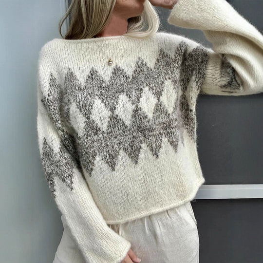 Damen Strickpullover mit modernem Wellenmuster und angenehmer Passform EB