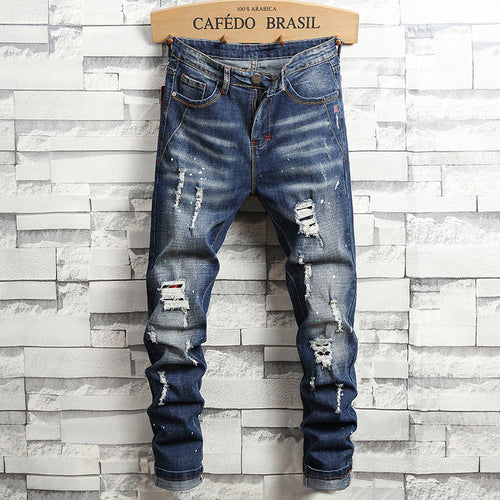 Herren Ripped Denim Jeans im urbanen Style EB
