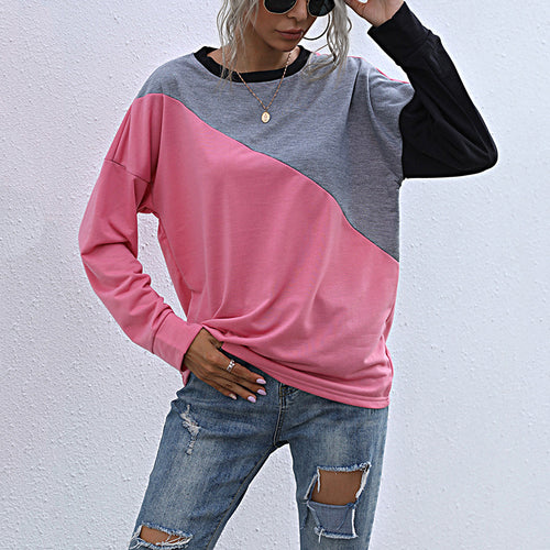 Damen Sportliches Sweatshirt mit modischem Farbblockdesign EB