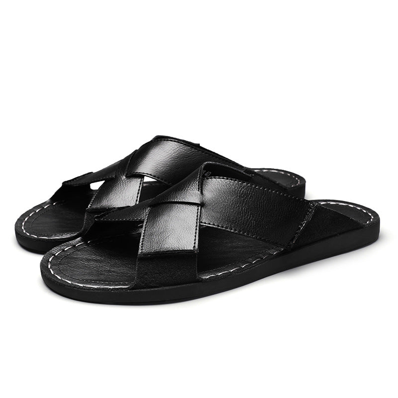 Herren Elegante und bequeme Leder-Sandalen mit verstellbarem Riemensystem EB