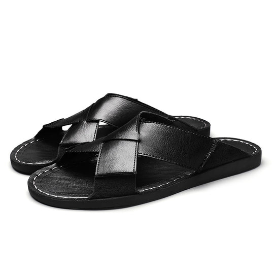 Herren Elegante und bequeme Leder-Sandalen mit verstellbarem Riemensystem EB