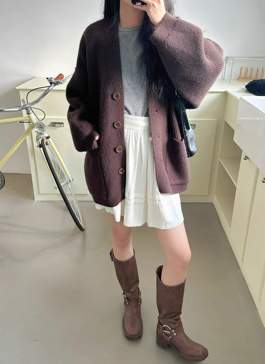 Damen Gemütliche Strickjacke mit großen Taschen und Knopfdetail EB