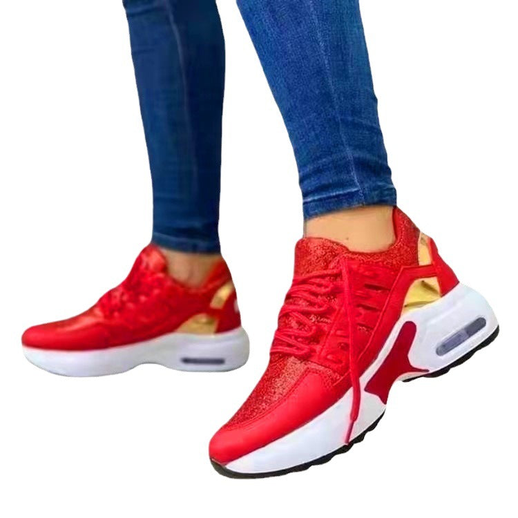 Damen Sportliche Sneakers mit modischem Glanz EB