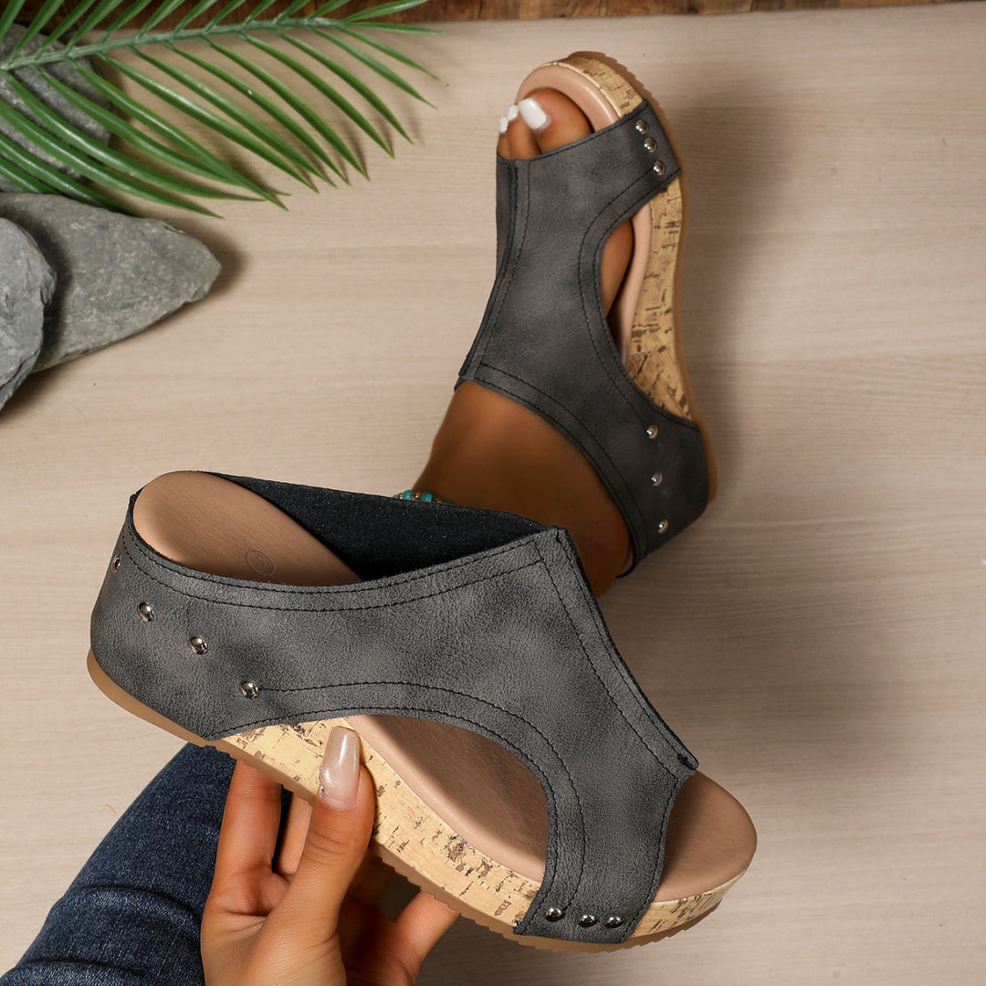 Damen Wedge-Sandaletten aus Kork mit stilvollen Einsätzen EB
