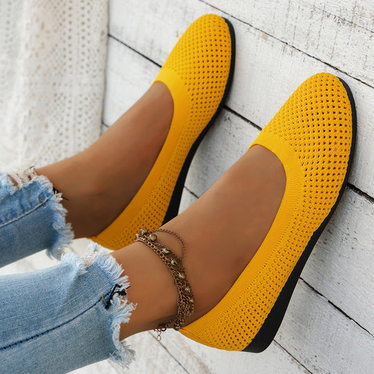 Damen atmungsaktive Ballerinas im eleganten Strickdesign EB
