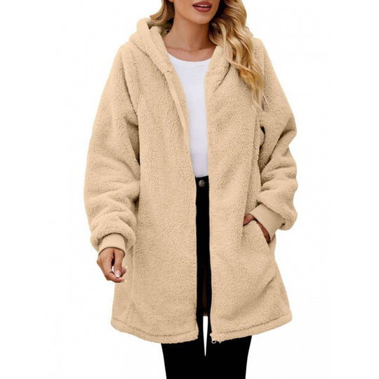 Damen Kuschelige Fleecejacke mit Kapuze EB