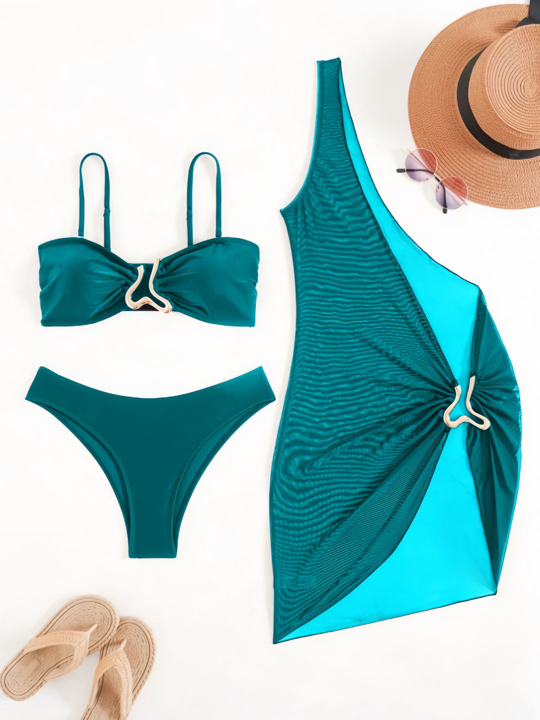 Damen Bandeau-Bikini mit transparentem Cover-Up EB