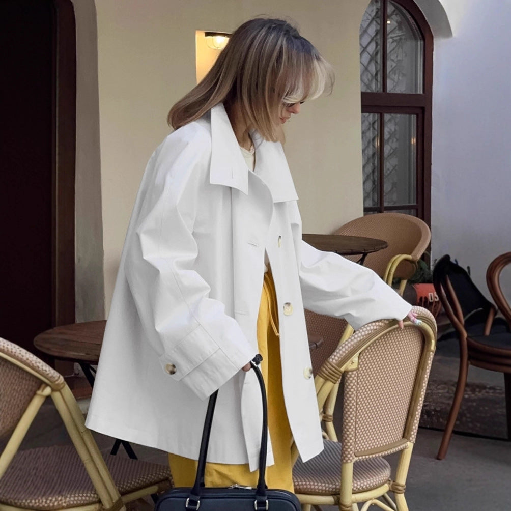 Damen Modischer Oversized-Trenchcoat mit großen Knöpfen EB