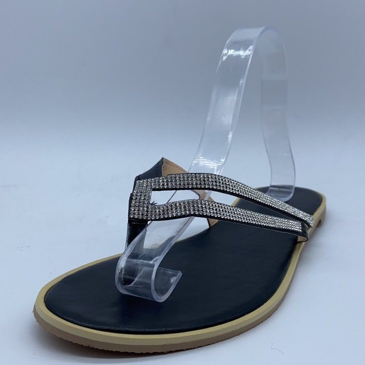 Damen Elegante Zehentrenner mit funkelnden Strassdetails und anatomischer Fußbettgestaltung EB