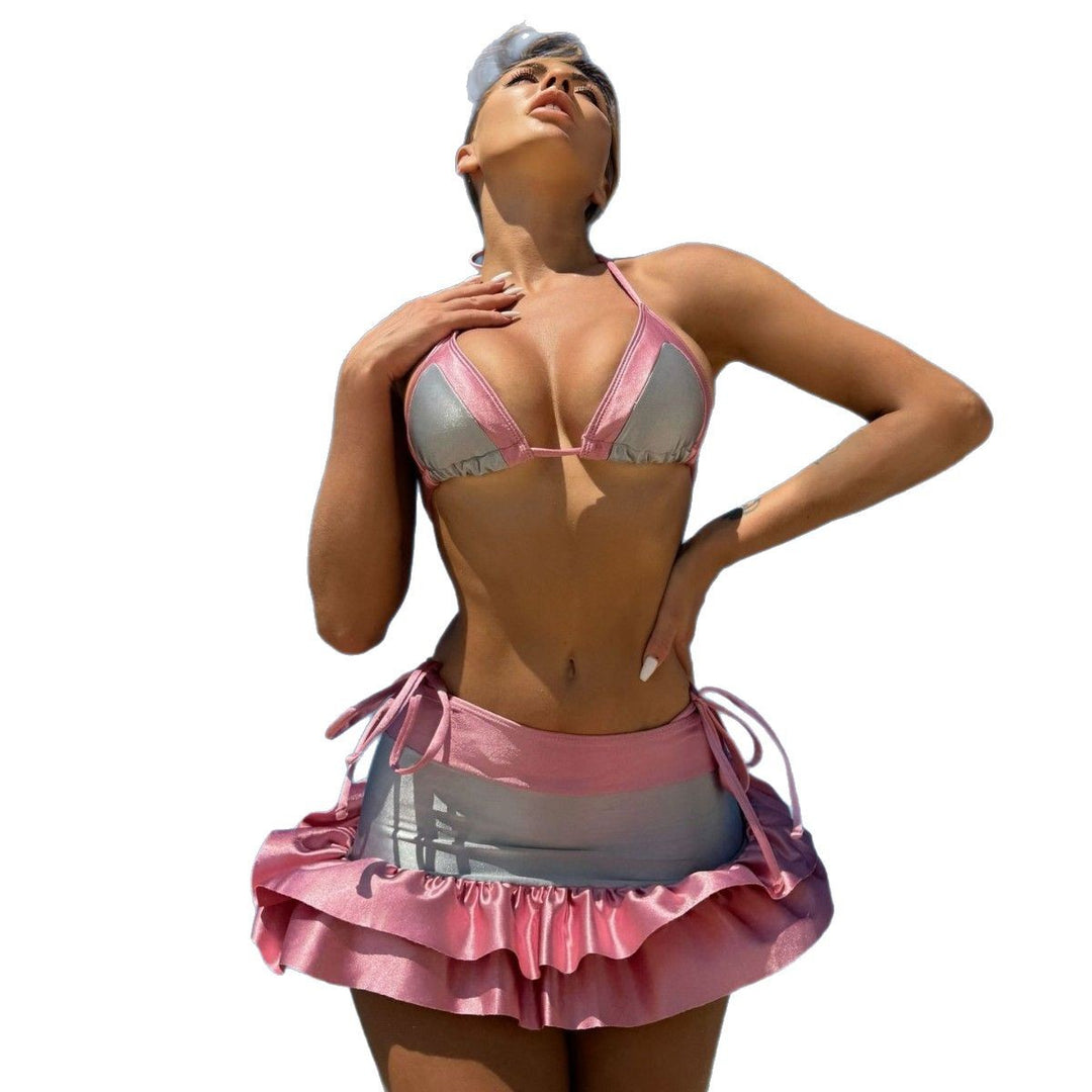 Damen Träger-Bikini mit voluminösem Rüschensrock EB
