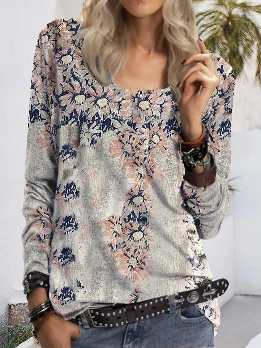 Damen Asymmetrische Tunika mit Karopatch und Zierknöpfen EB