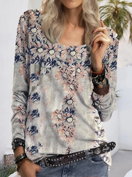 Damen Asymmetrische Tunika mit Karopatch und Zierknöpfen EB