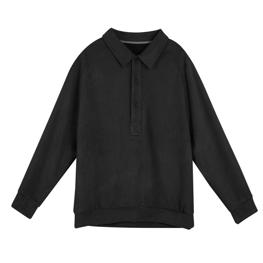 Damen Sportliches Langarm-Polooberteil mit lässigem Kragen und Knopfdetails EB