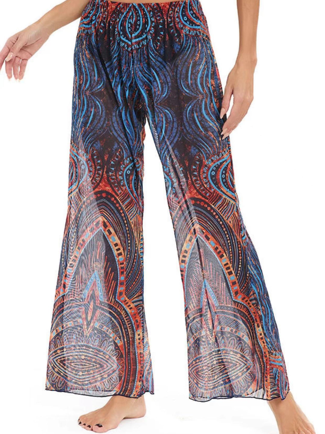Damen Elegante Strandhose mit floralem Muster EB