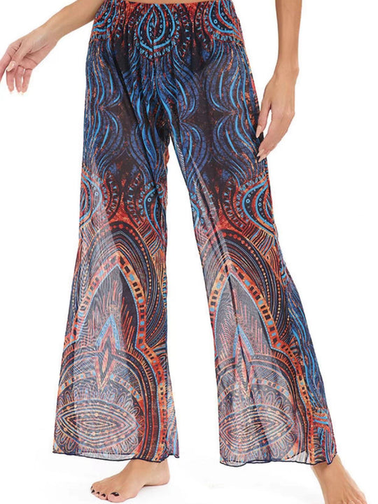 Damen Elegante Strandhose mit floralem Muster EB