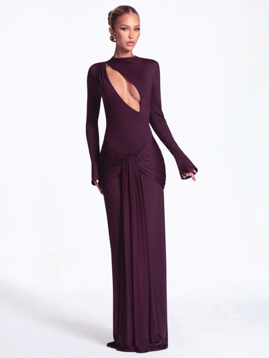Damen Modisches Maxikleid mit asymmetrischem Ausschnitt EB