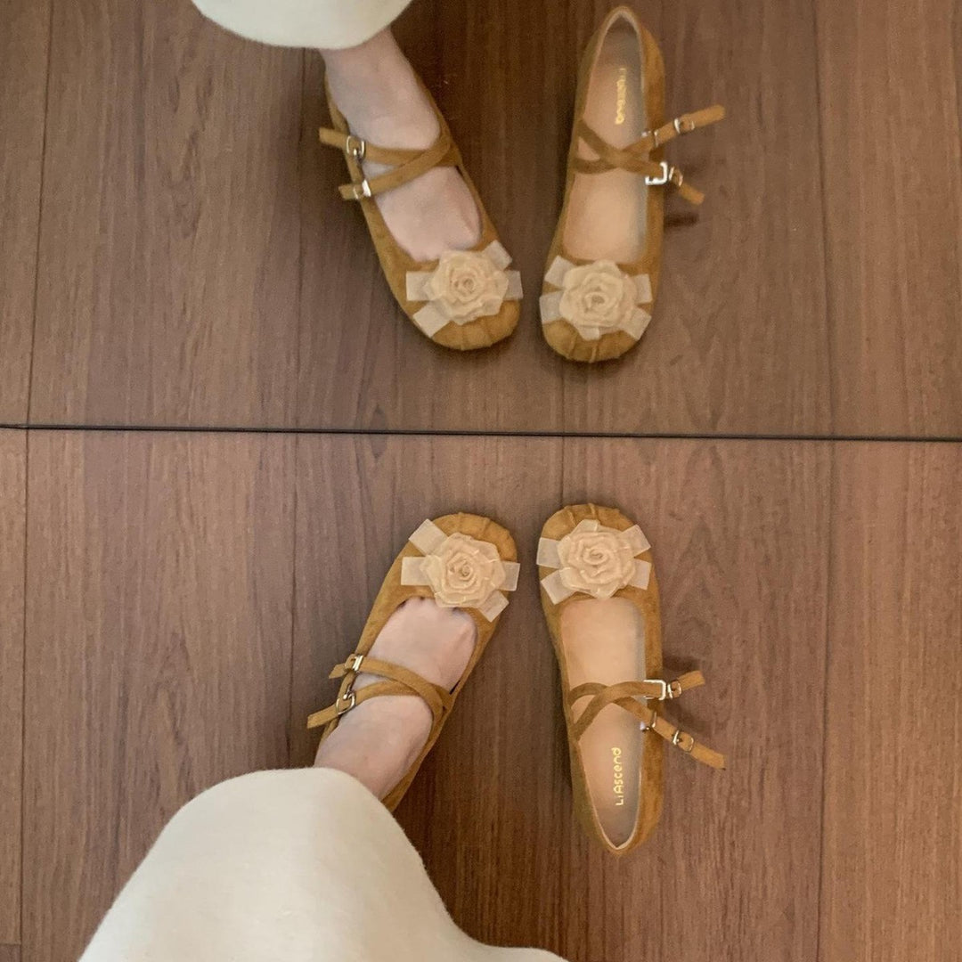 Damen Ballerinas mit Blumenapplikation EB