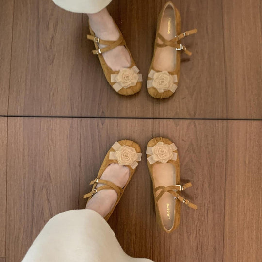 Damen Ballerinas mit Blumenapplikation EB