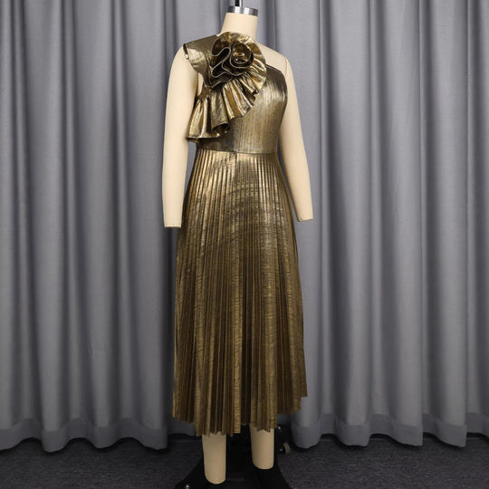 Damen glamouröses Abendkleid mit asymmetrischem Design und dekorativem Rüschendetail EB