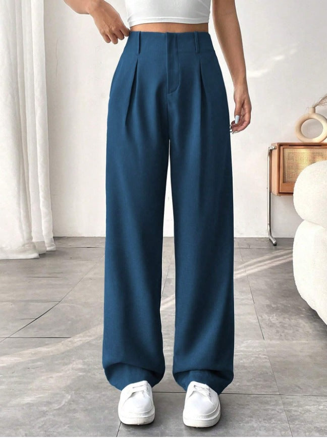 Damen Elegante Bundfaltenhose mit weitem Schnitt EB