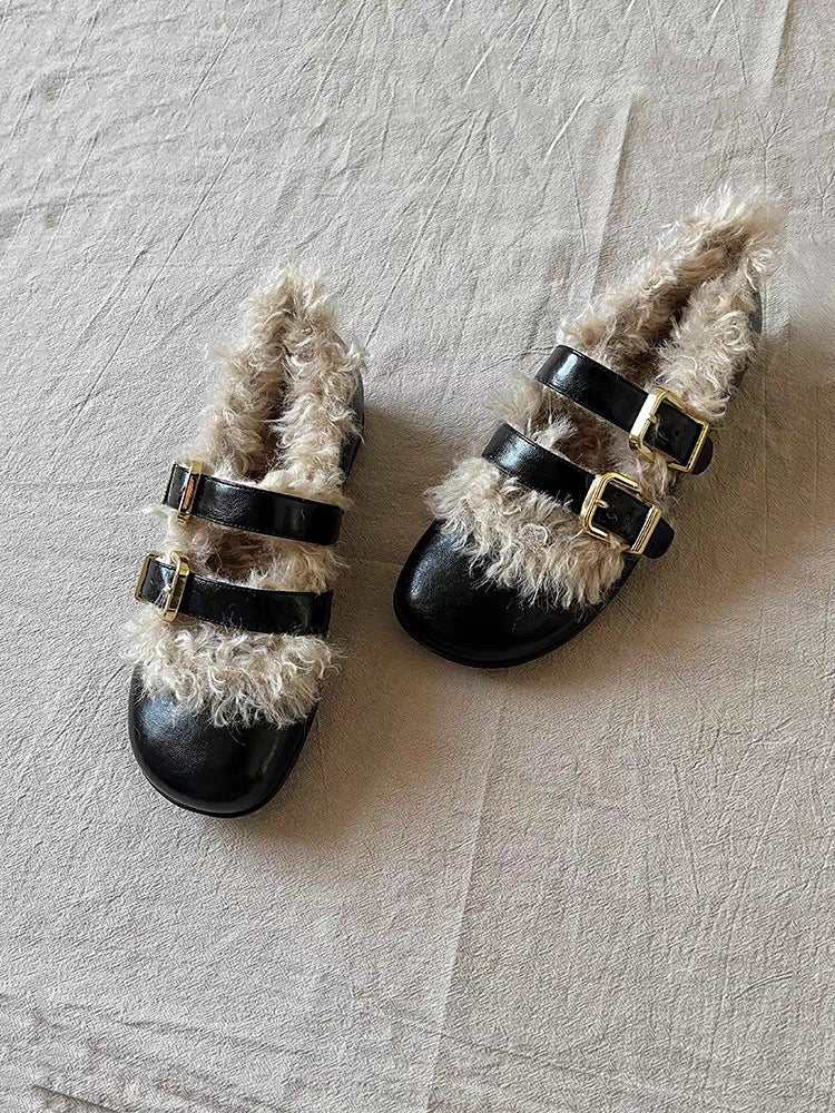 Damen modische Clogs mit kuscheligem Innenfutter und zwei verstellbaren Riemen EB