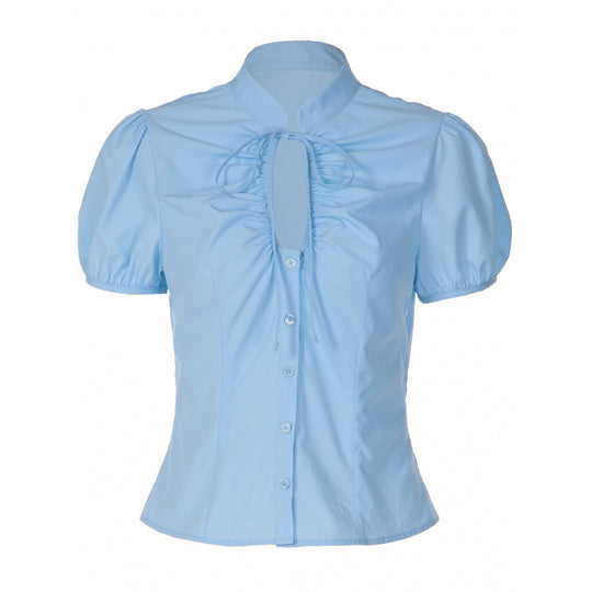 Damen Bluse mit Rüschendetails und dekorativer Schleife EB