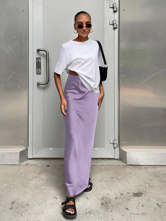 Damen elegantes Maxikleid mit asymmetrischem Schnitt und dekorativem Überwurf EB