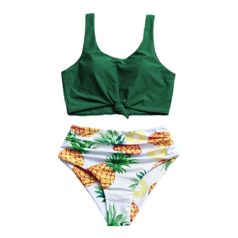 Damen Bikini-Set mit knotenförmigem Oberteil und hohem Bund EB