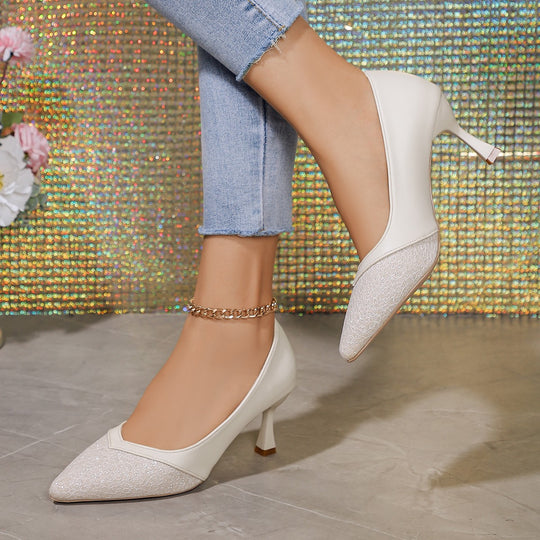 Damen nan spitze Pumps mit strukturierter Vorderkappe, geschwungener Pfennigabsatz und gepolstertem Komfortfußbett EB