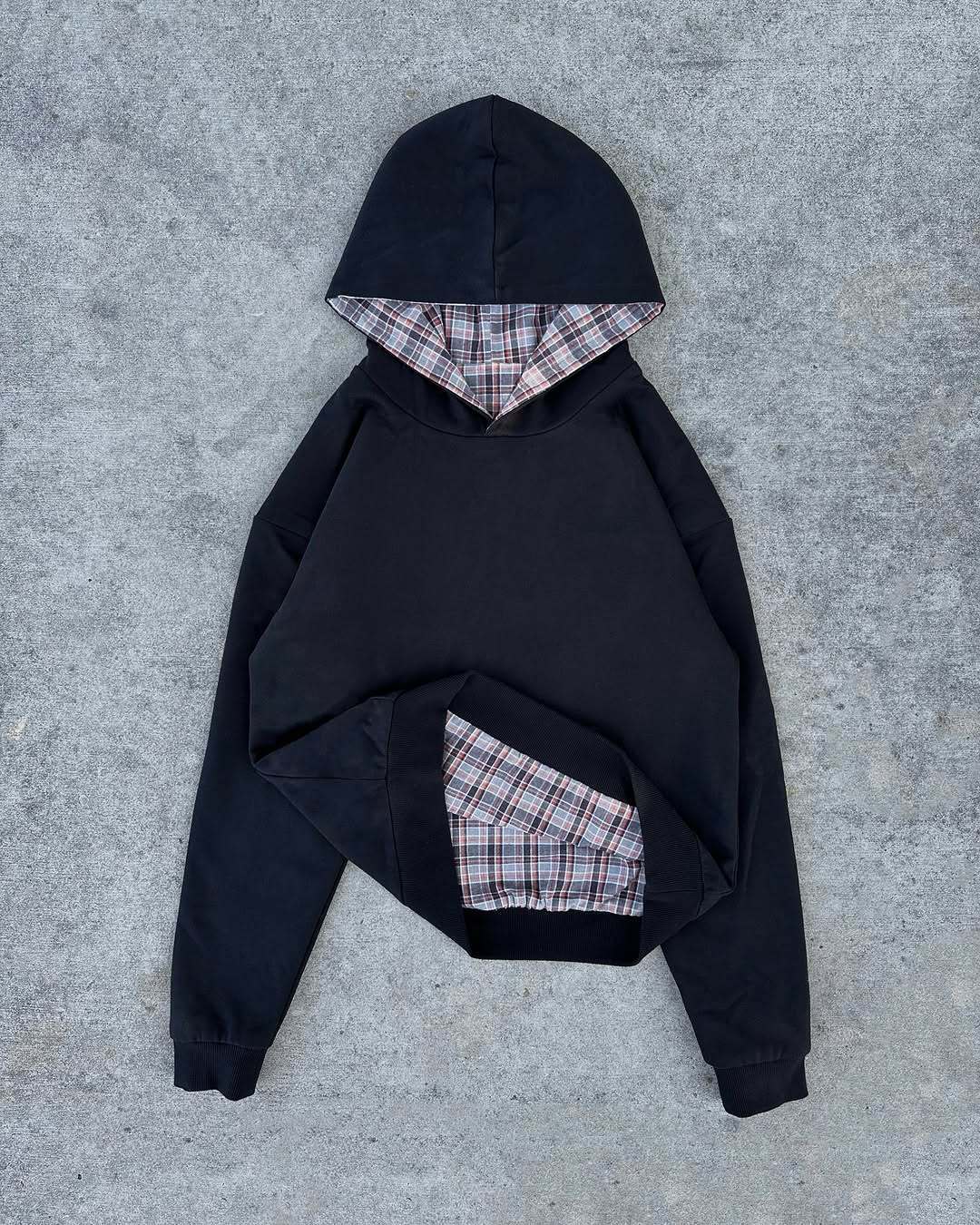 Damen Kapuzenpullover mit modernem Karo-Futter EB