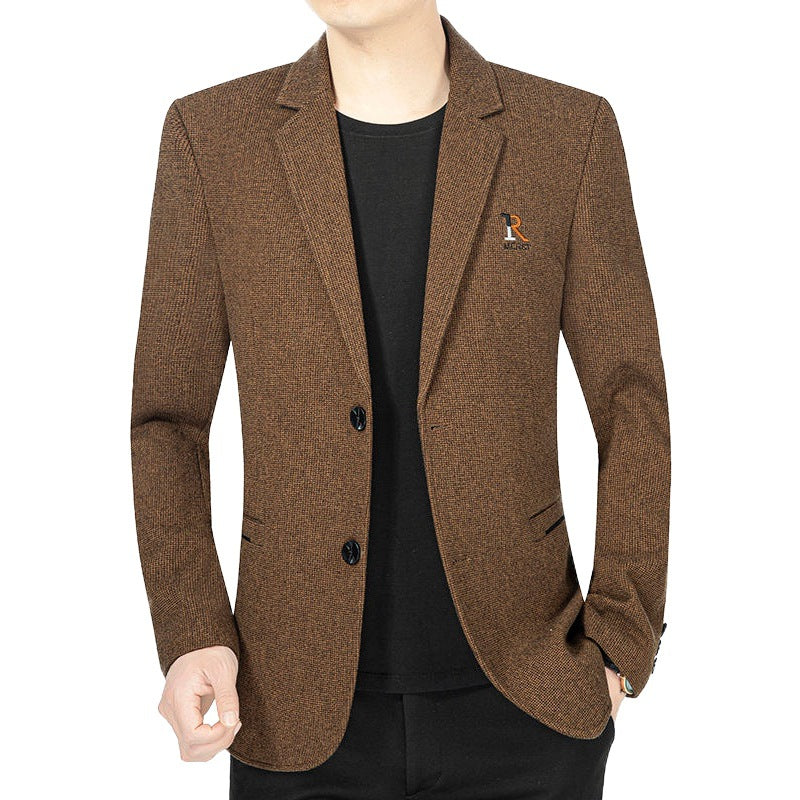Herren Strukturierter Strickblazer mit Reverskragen und aufgesetzten Taschen EB