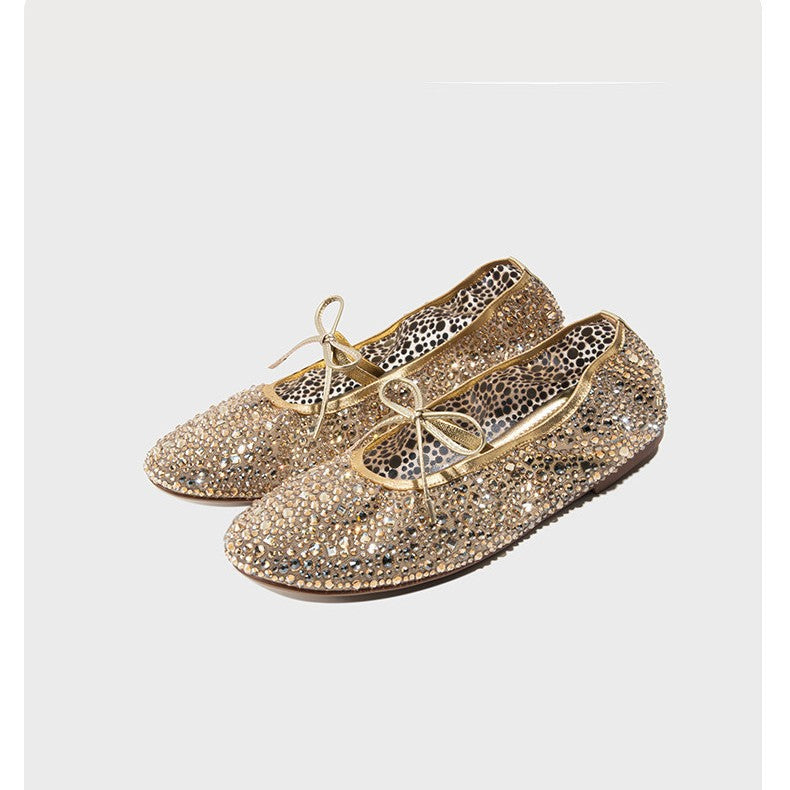 Damen Ballerinas mit funkelndem Strassdesign und bequemer Innensohle EB