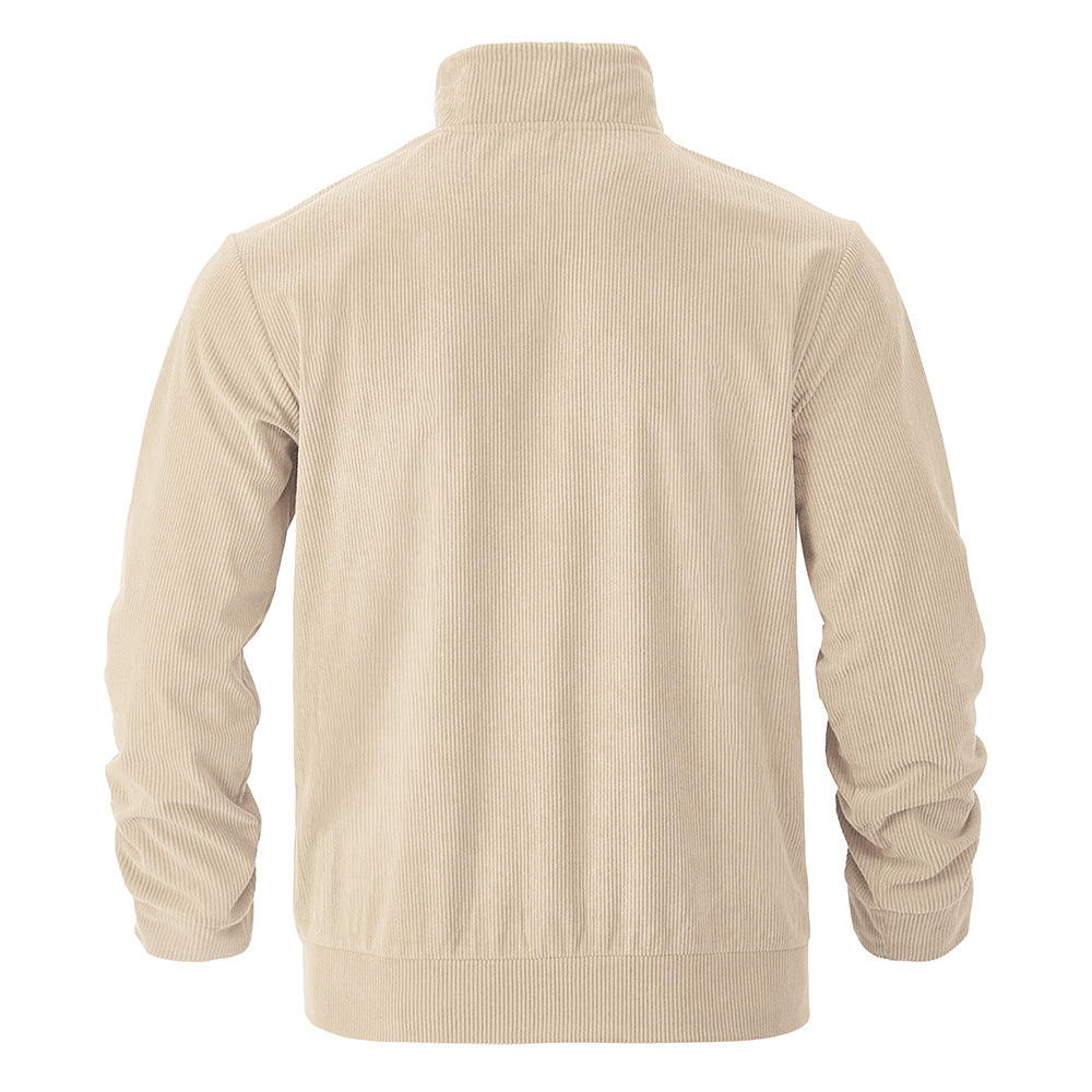 Herren lässige Cordjacke mit Kapuze und praktischen Brusttaschen EB