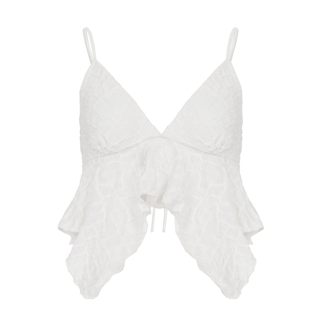 Damen Freizeit Top mit verspieltem Rüschen-Design und Spaghetti-Trägern EB
